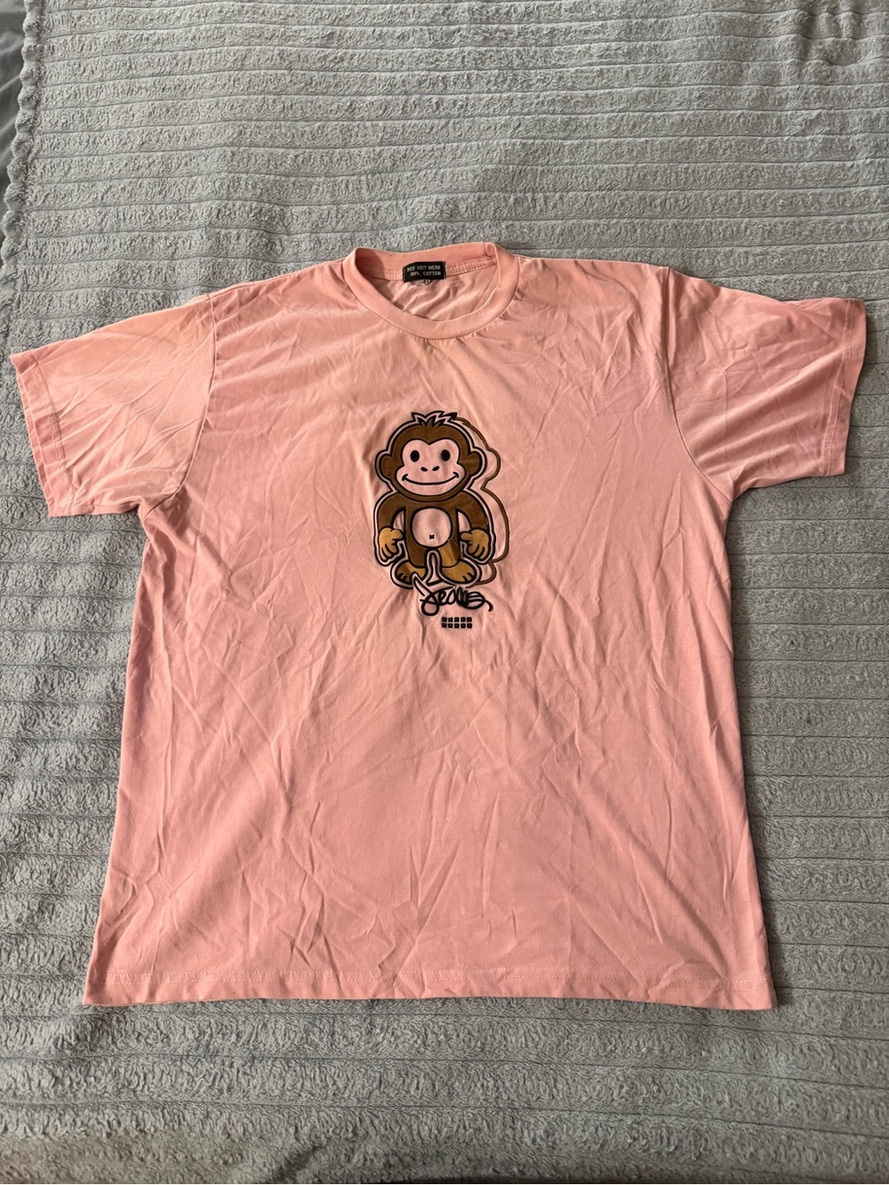 Streetwear Pink Graphic Monkey Short Sleeve Tee – Men's Size M